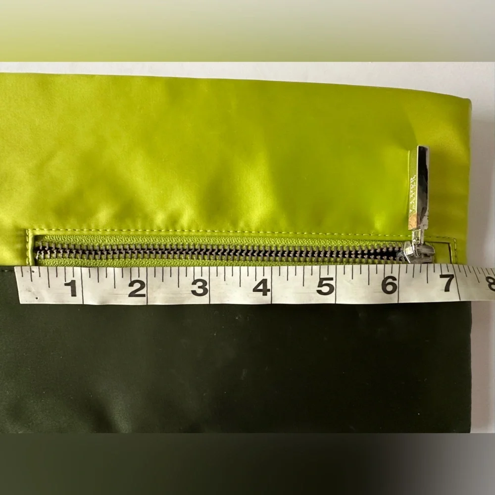 LA MER -  Green and Olive‎ Clutch with Silver Zipper